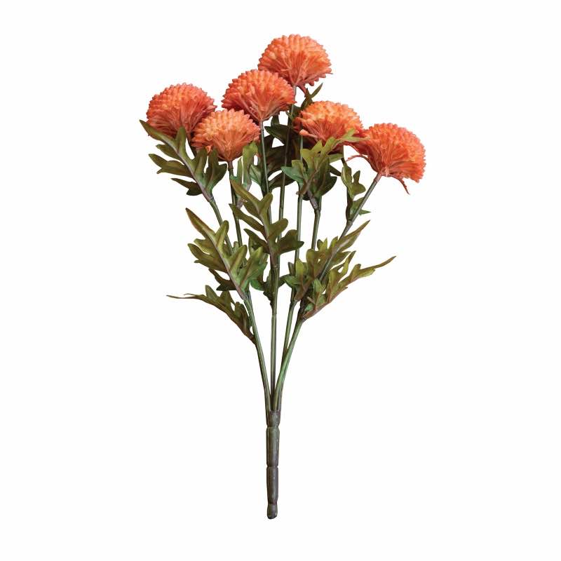 Set of 3 Artificial Orange Ball Dahlias Bundle of 7